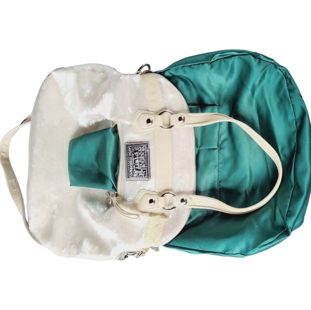 Coach Poppy Spotlight Sequins Bag Opal Pearl White Purse Ltd Edition vintage. - Picture 10 of 13